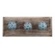 Turquoise Etched Ceramic Floral Wooden Hooks